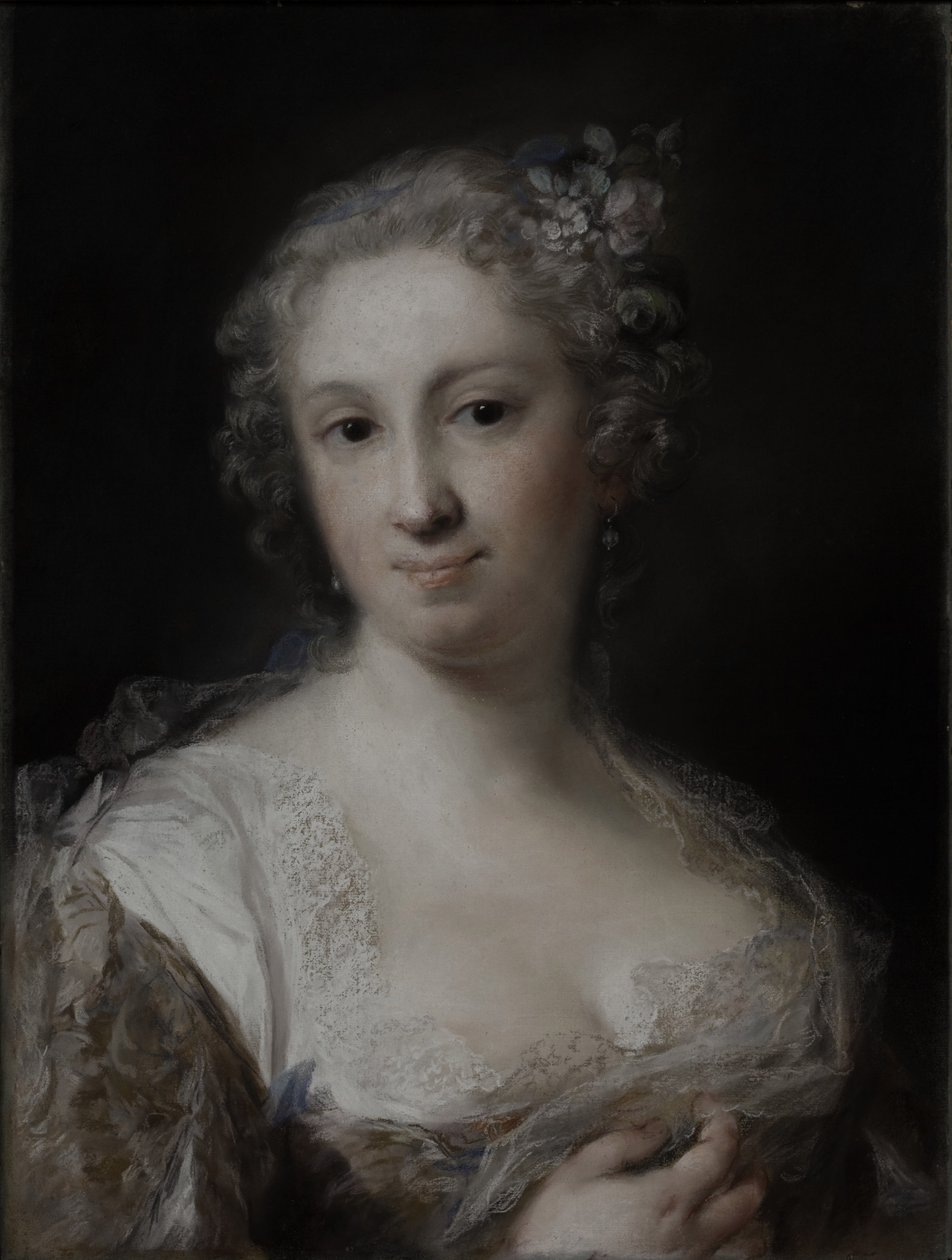 一位女士的肖像，c.1730-40（粉彩在纸上，放在画布上） 作者 Rosalba Giovanna Carriera