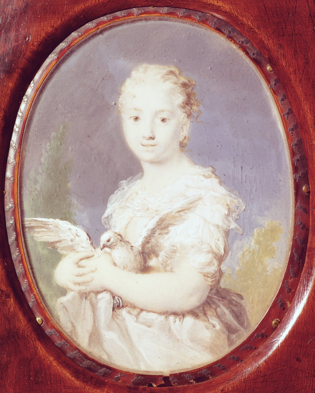 一只鸽子的年轻女孩（纯真） 作者 Rosalba Giovanna Carriera