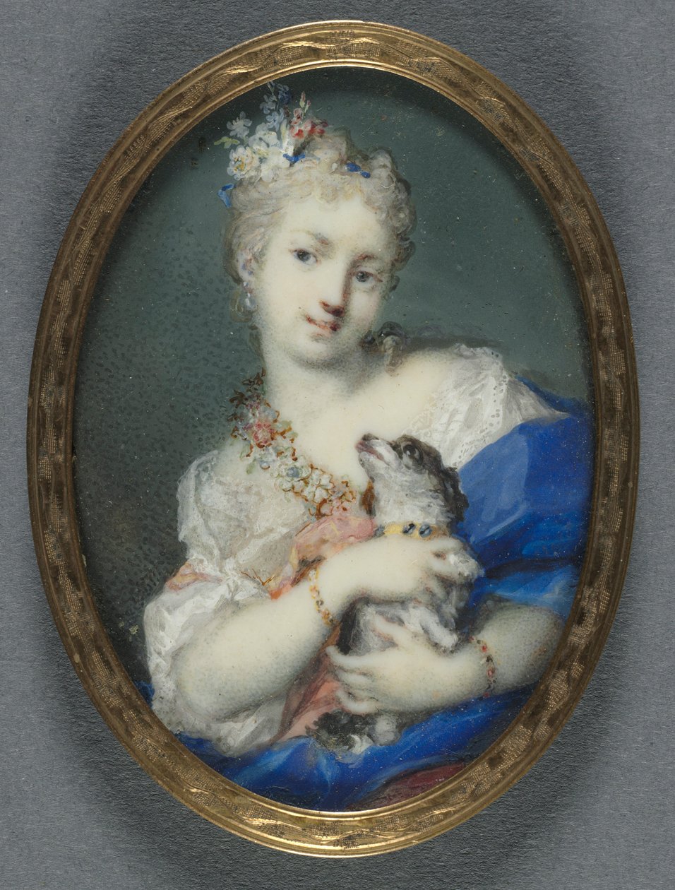 有狗的女人，1710-1720年。 作者 Rosalba Giovanna Carriera