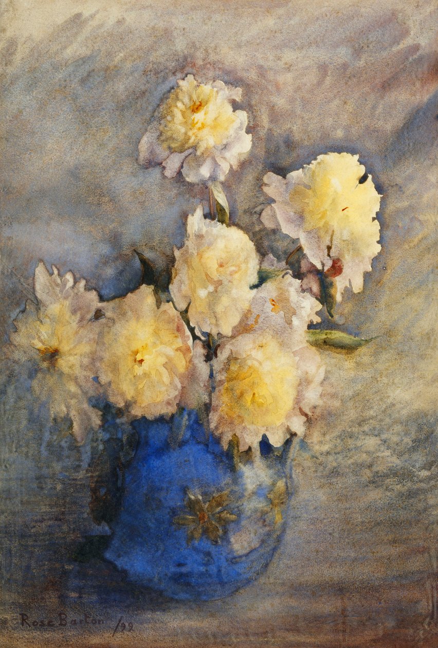 蓝花瓶里的牡丹，1899年 作者 罗斯·梅纳德·巴顿