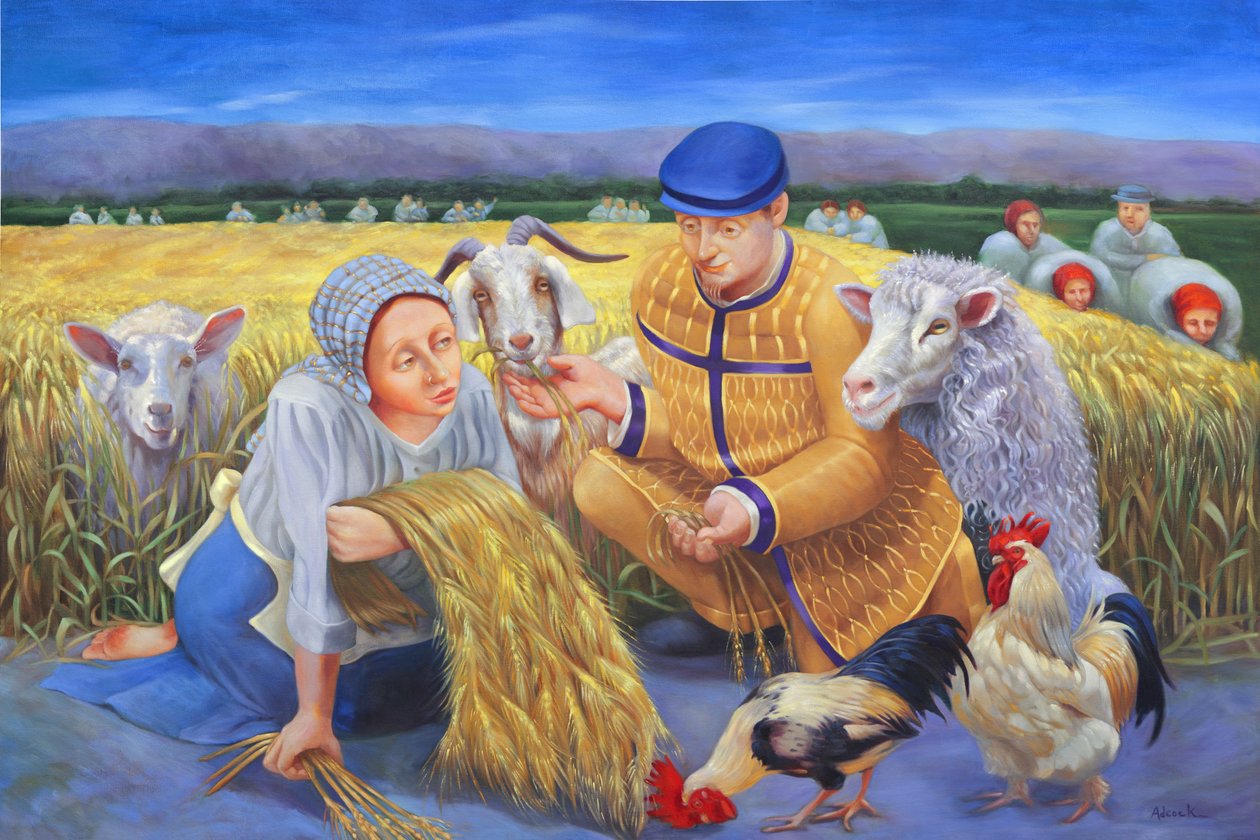 路得与大麦丰收》，2014 年（布面油画） 作者 罗斯玛丽·阿德科克