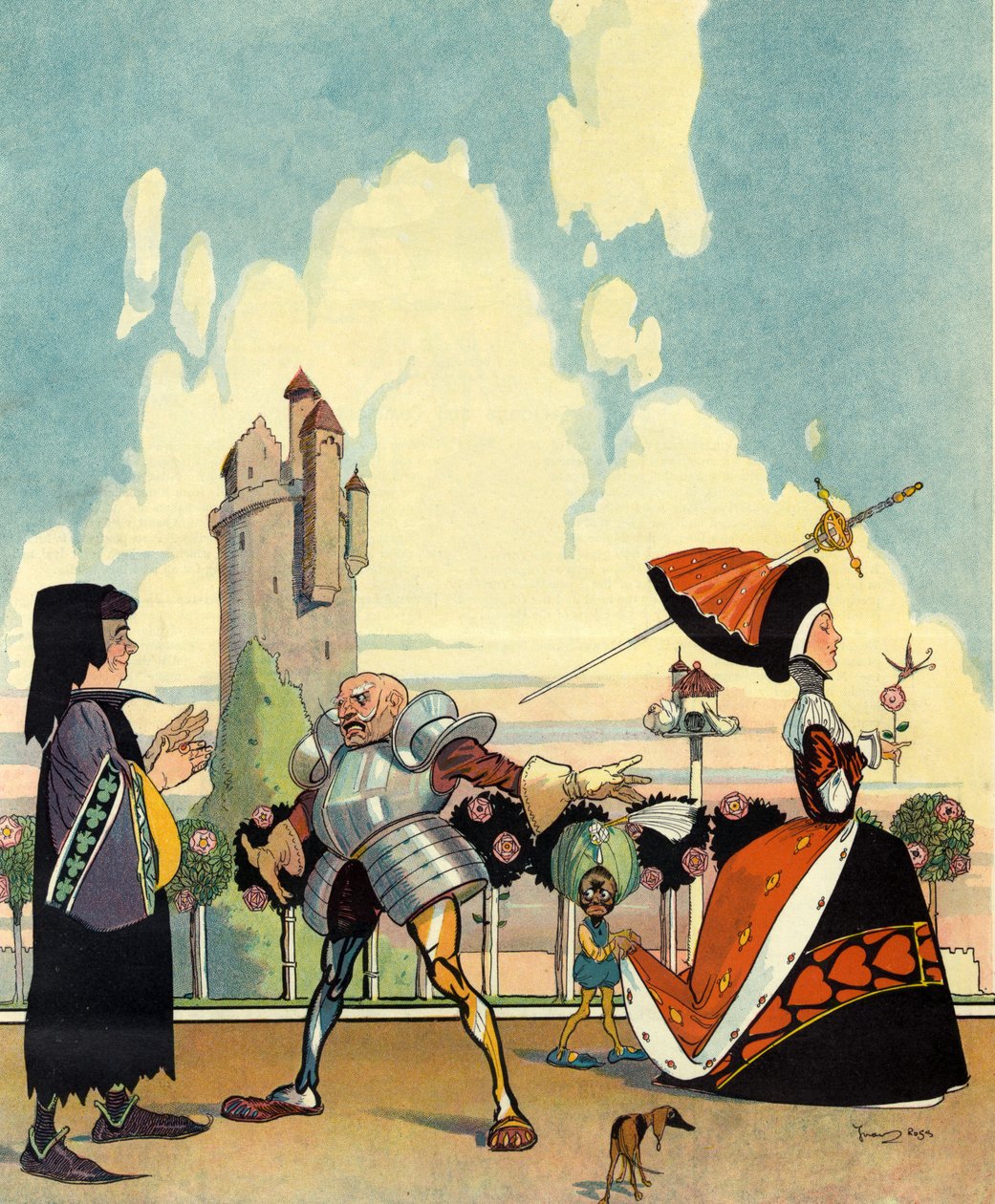 1400 年的样子"，1910 年 7 月《Puck》封面（彩色石版印刷）。 作者 罗斯·戈登