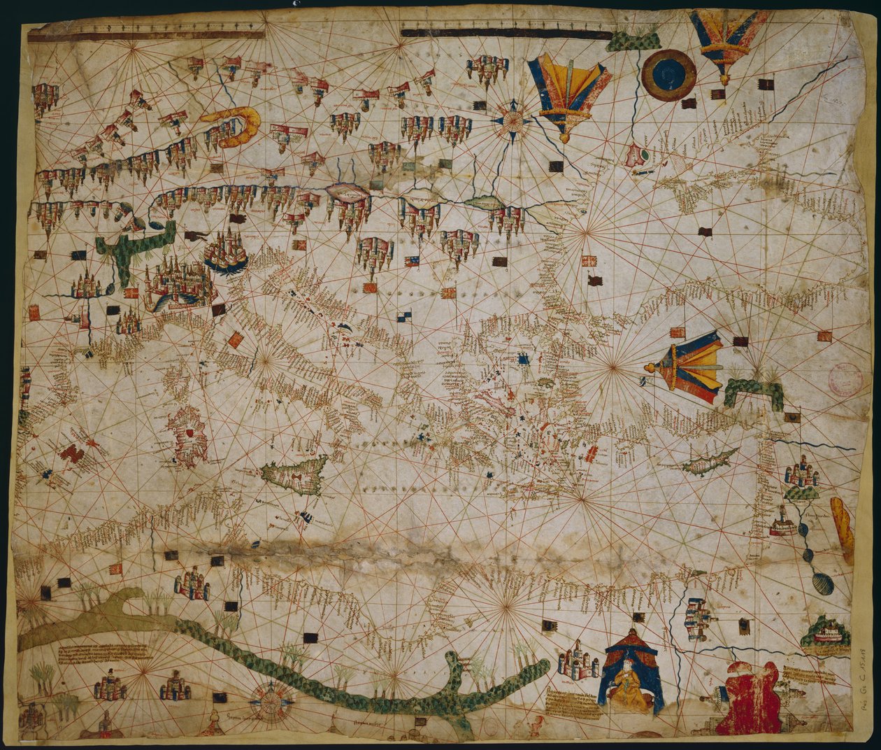 地中海和黑海的航海图，1440年代 作者 罗塞尔