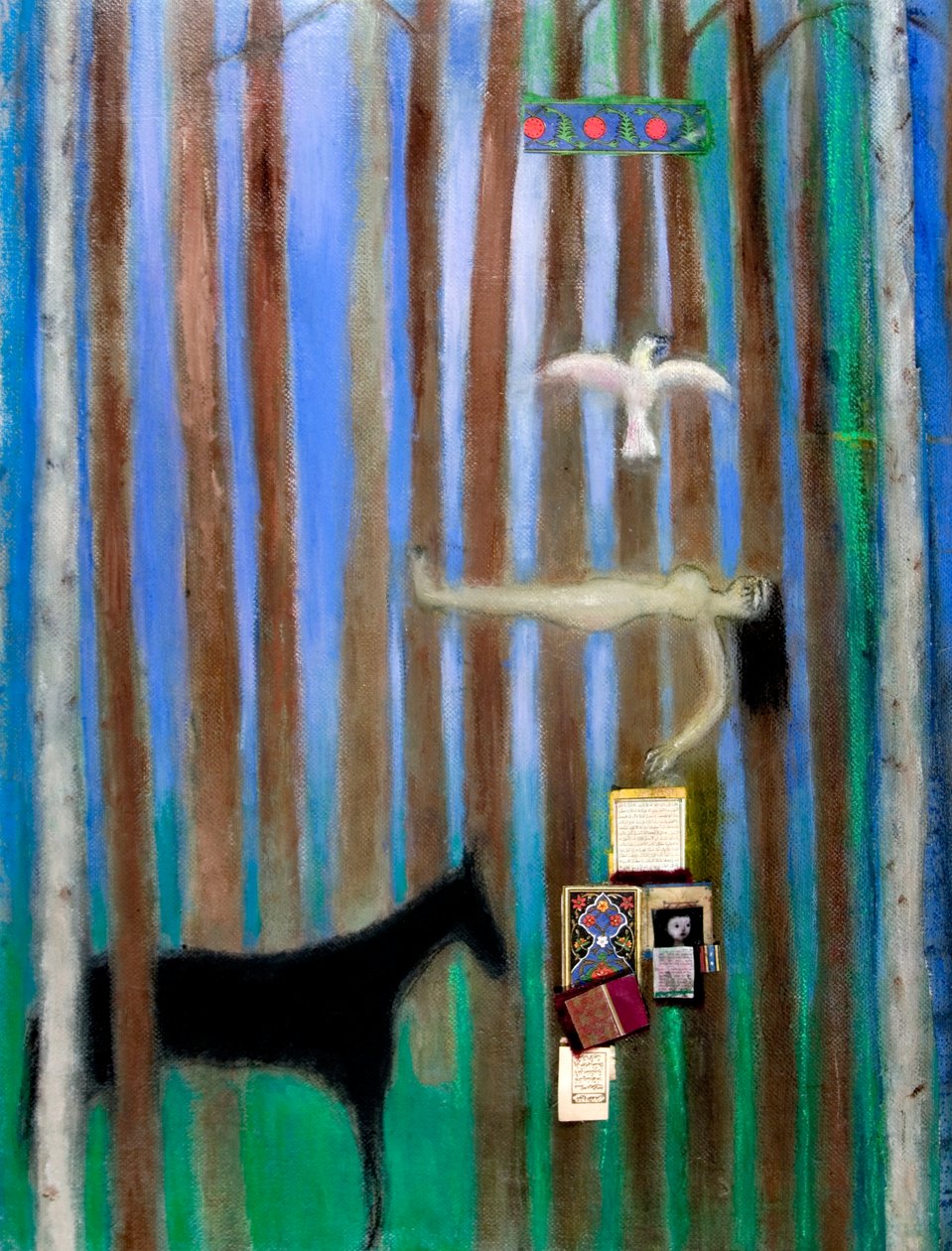 梦想，2011年（画布上的油画和拼贴画） 作者 罗娅·萨拉里（Roya Salari）