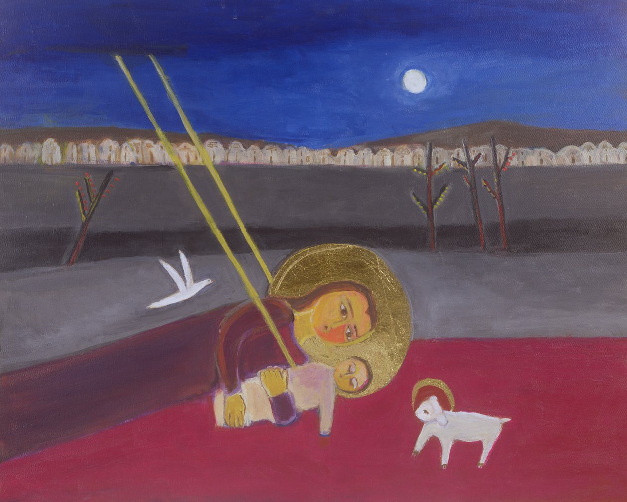 马扎尔的母亲和儿童，2002年（画布上的丙烯酸） 作者 罗娅·萨拉里（Roya Salari）