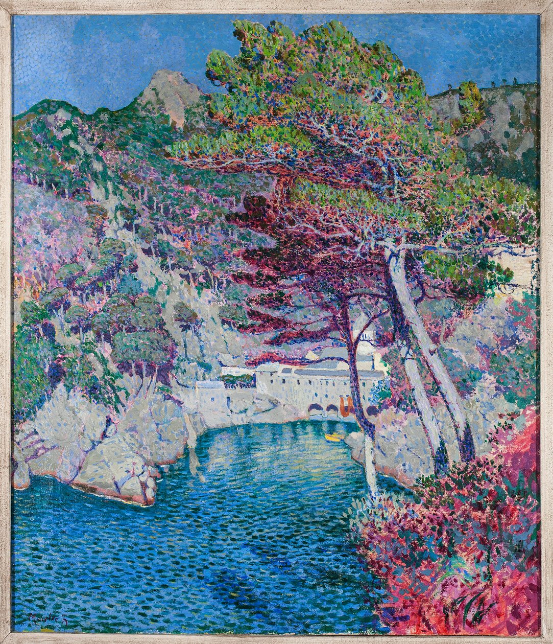 卡莫利附近的 San Fruttuoso 景观（布面油画） 作者 鲁巴尔多·梅雷洛