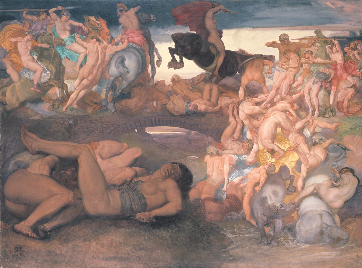 Amazons Fighting，c.1913 作者 鲁道夫·杰特玛
