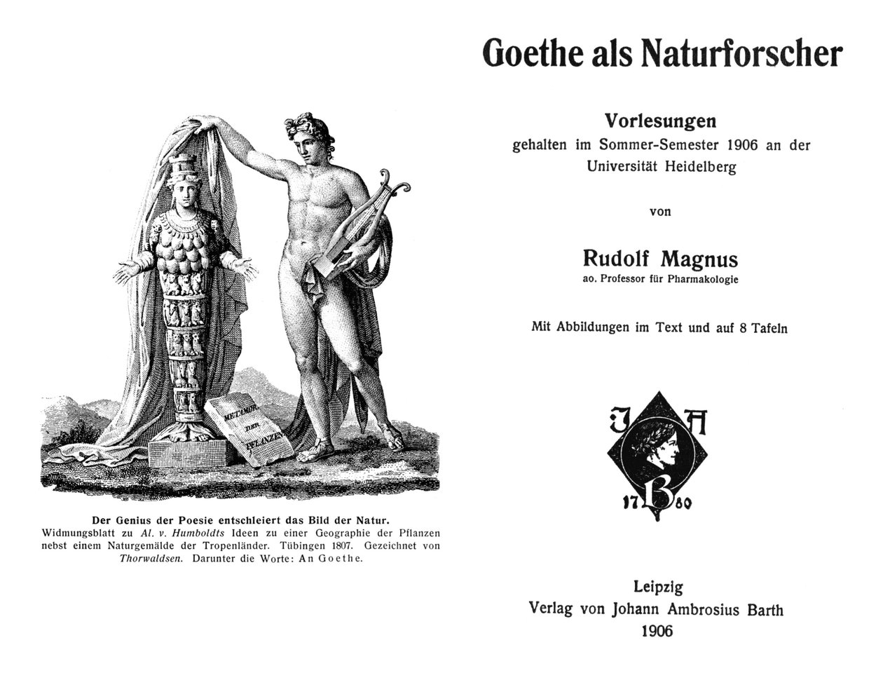 Rudolf Magnus的书的正面和标题页 作者 鲁道夫·马格努斯（Rudolf Magnus）