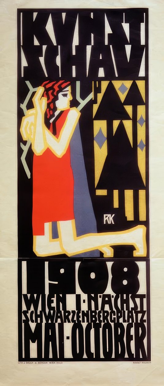 卡尔瓦赫（R.Kalvach），海报，维也纳，美术学院，1908年 作者 鲁道夫·卡尔瓦赫