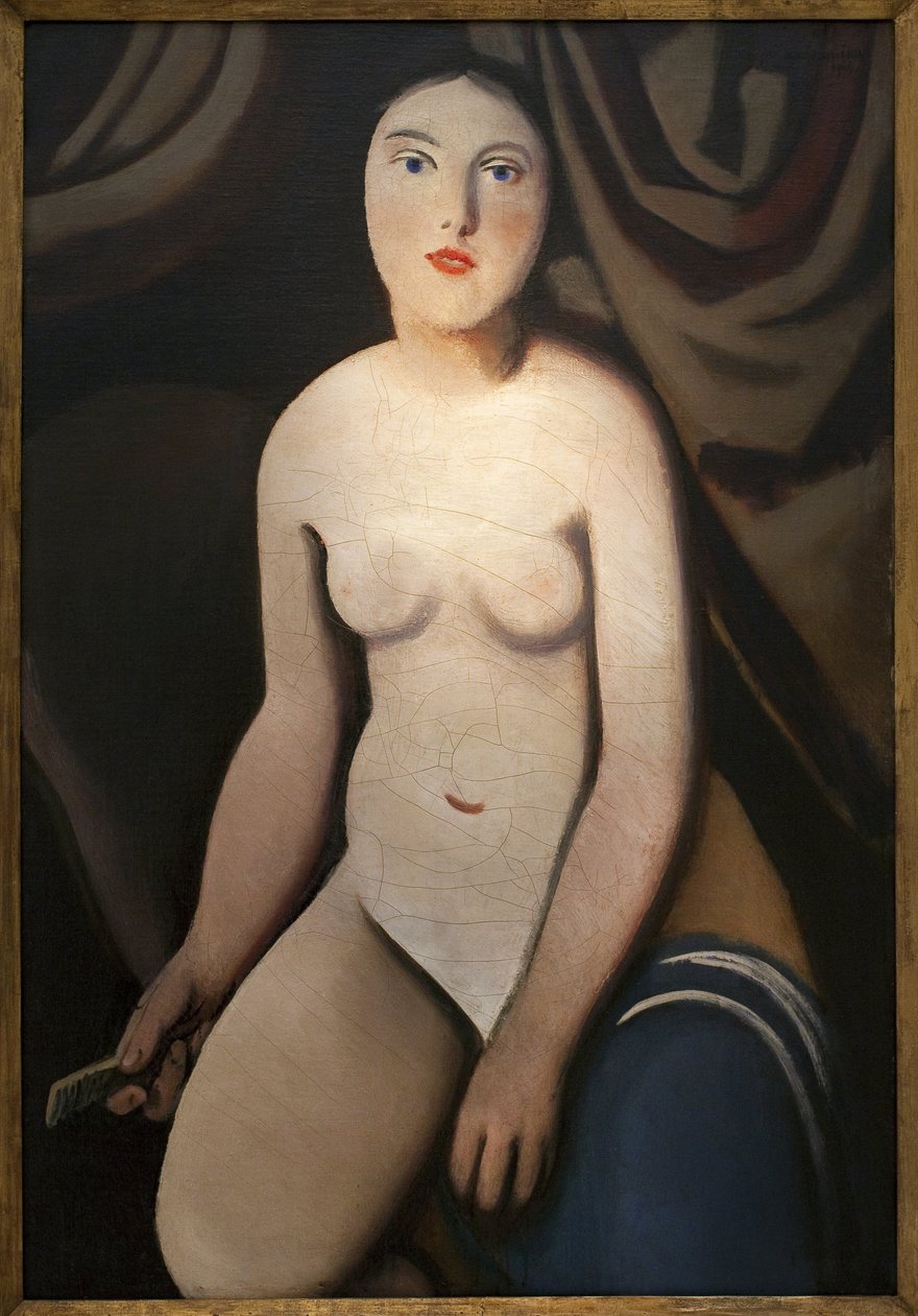 镜子前鲁道夫-克雷姆里卡（1886-1932 年）的画作，布面油画 作者 鲁道夫·克雷姆利卡