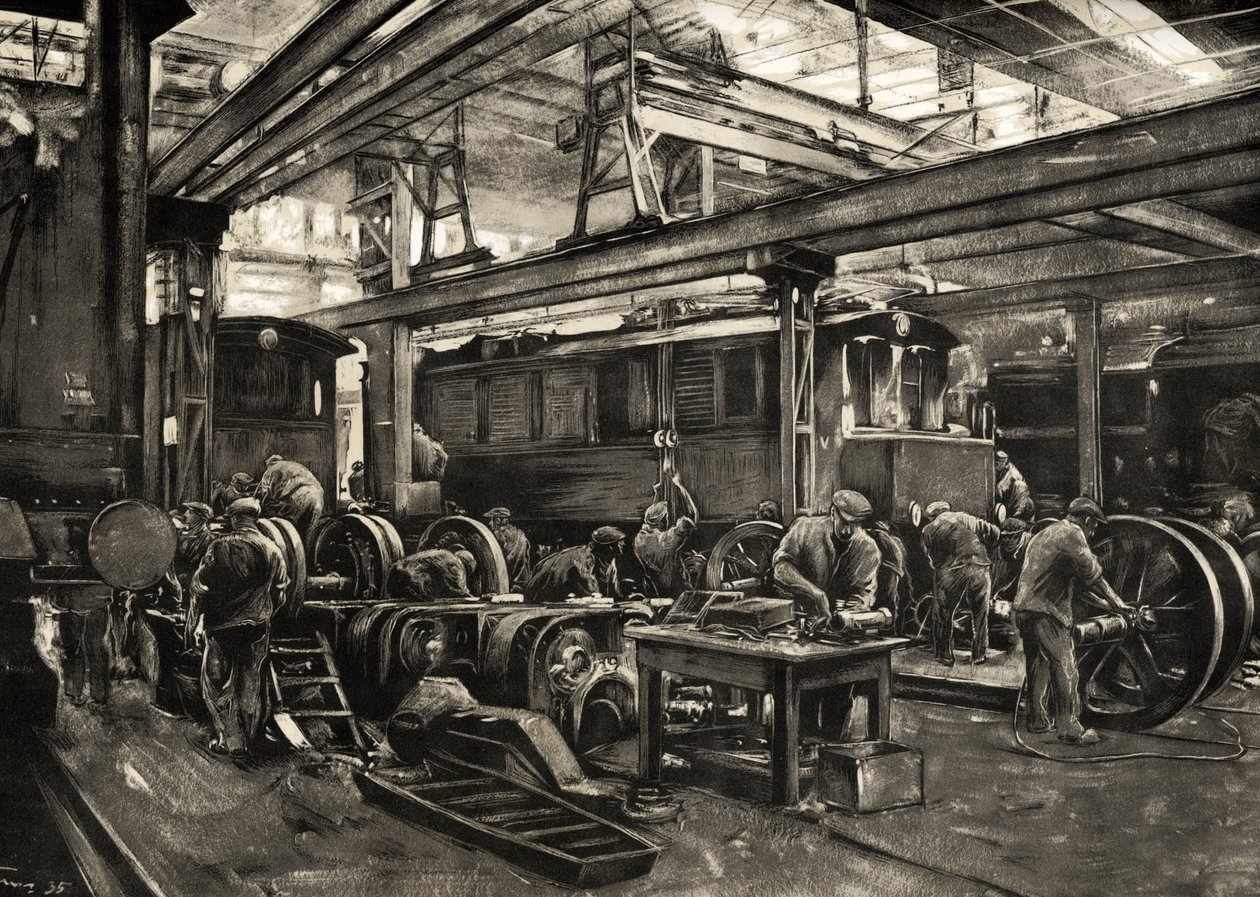德国铁路 - 慕尼黑帝国铁路电力机车修理厂。1935 年（印刷品） 作者 鲁道夫·利普斯