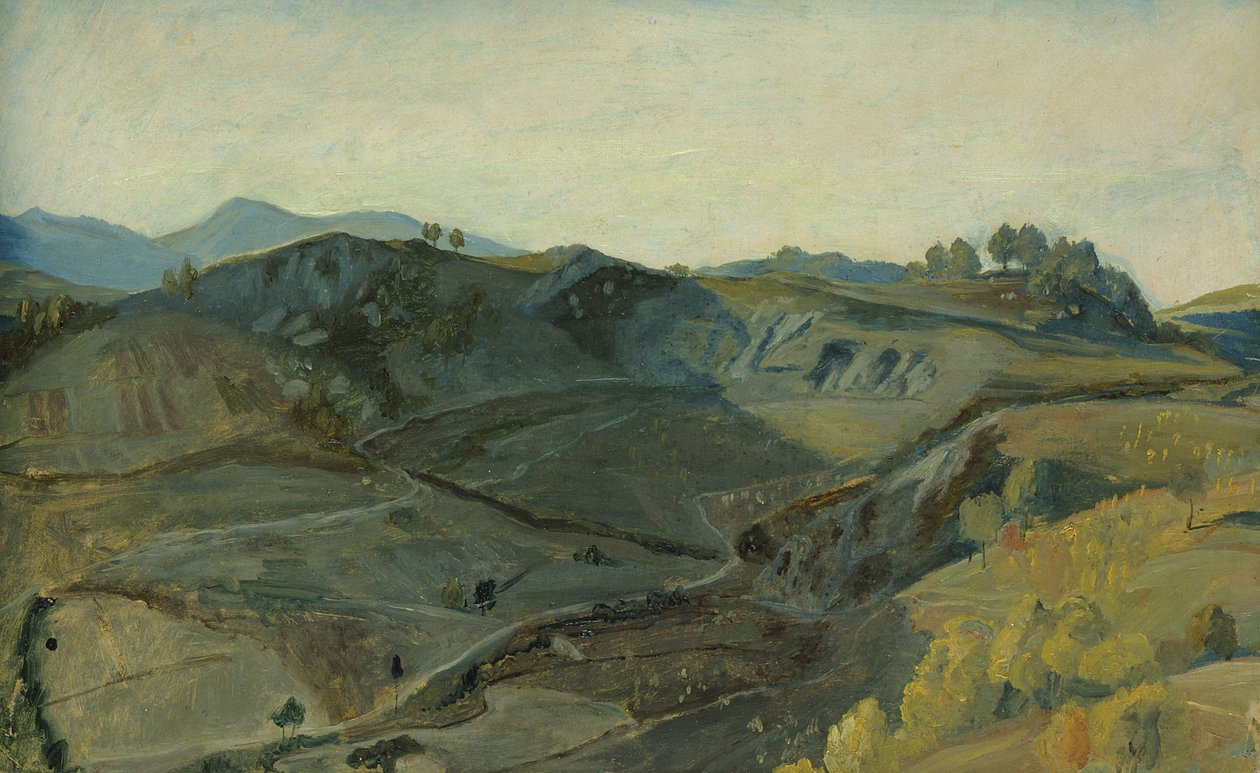 意大利一个崎岖的山谷，c.1833-34（卡在纸上的纸上油） 作者 鲁道夫·弗里德里希·瓦斯曼