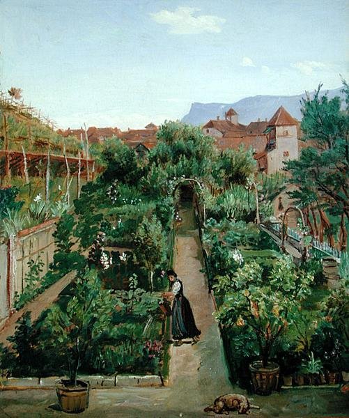 梅拉诺的Ottmannsgutes花园，1840年（纸板上的油纸） 作者 鲁道夫·弗里德里希·瓦斯曼