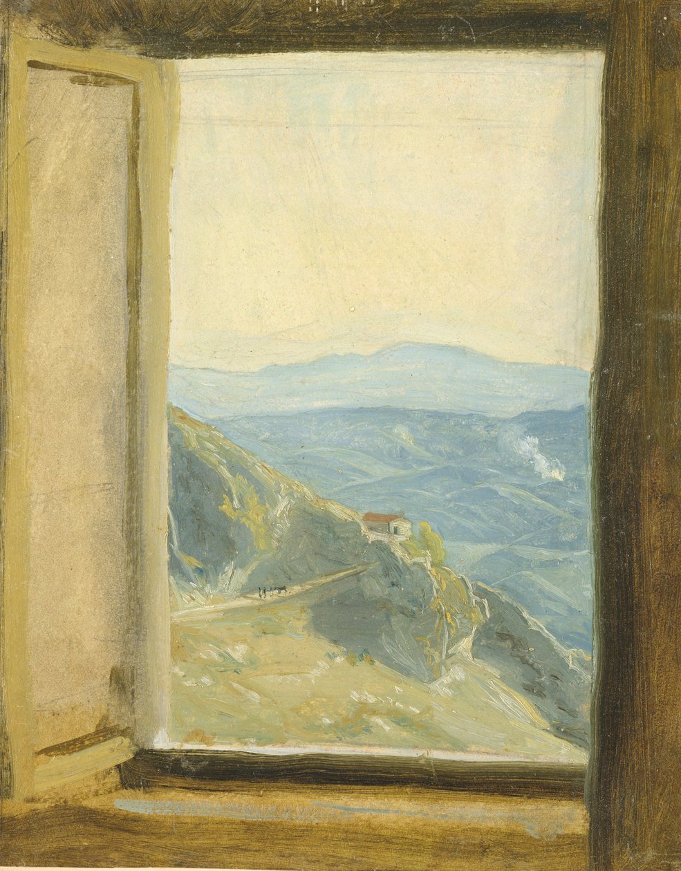 坎帕尼亚的视图，c.1833（卡在纸上的油） 作者 鲁道夫·弗里德里希·瓦斯曼