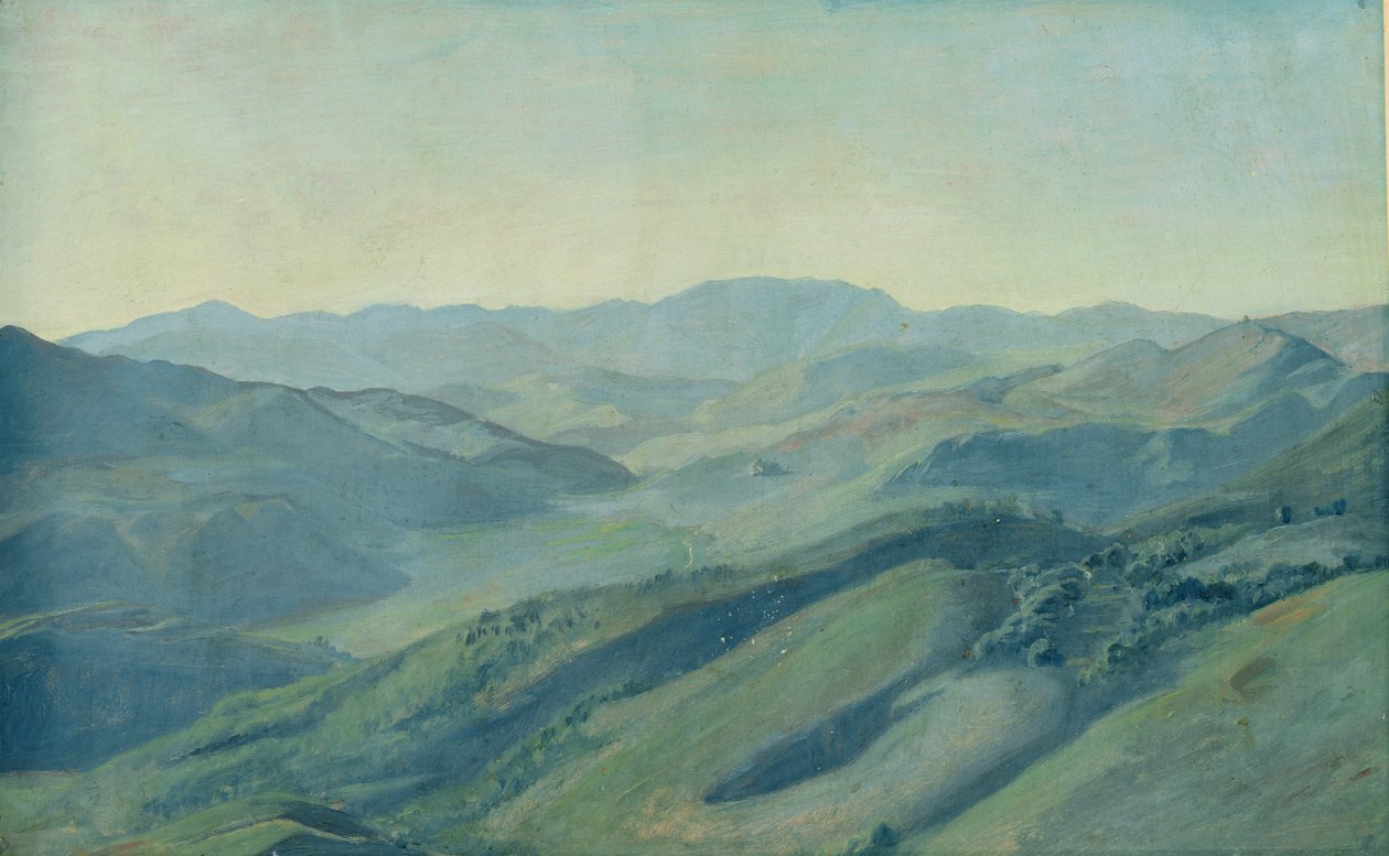 在蒂罗尔州的乡村景观，c.1842（卡在纸上的油） 作者 鲁道夫·弗里德里希·瓦斯曼