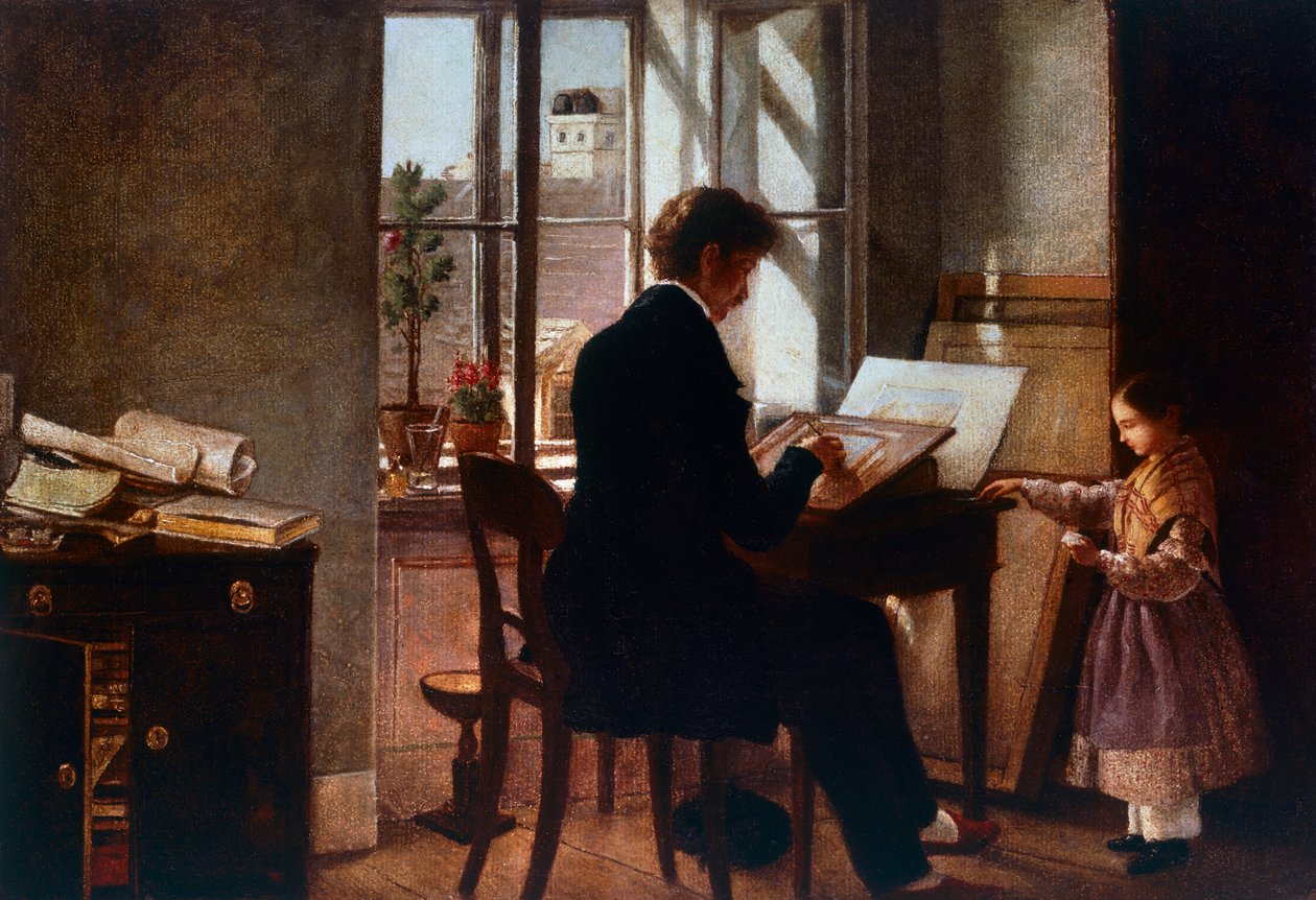 在窗口，由鲁道夫-冯-阿尔特（1812-1905），布面油画。 作者 阿尔特的鲁道夫