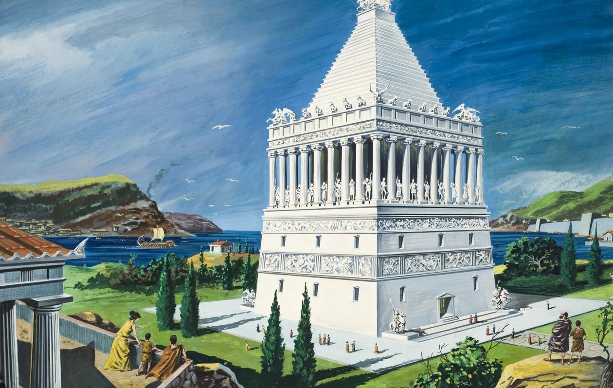 哈利卡纳苏斯陵墓，完成于公元前 353 年（纸面水粉画） 作者 鲁杰罗·乔瓦尼尼