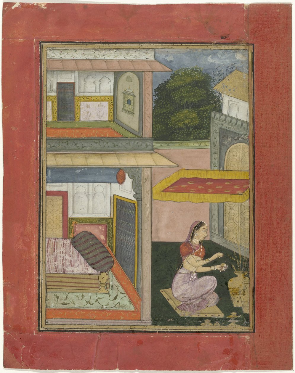 Gunakari Ragini，坐在宫廷中的女人 作者 Rukn ud din（归因于）