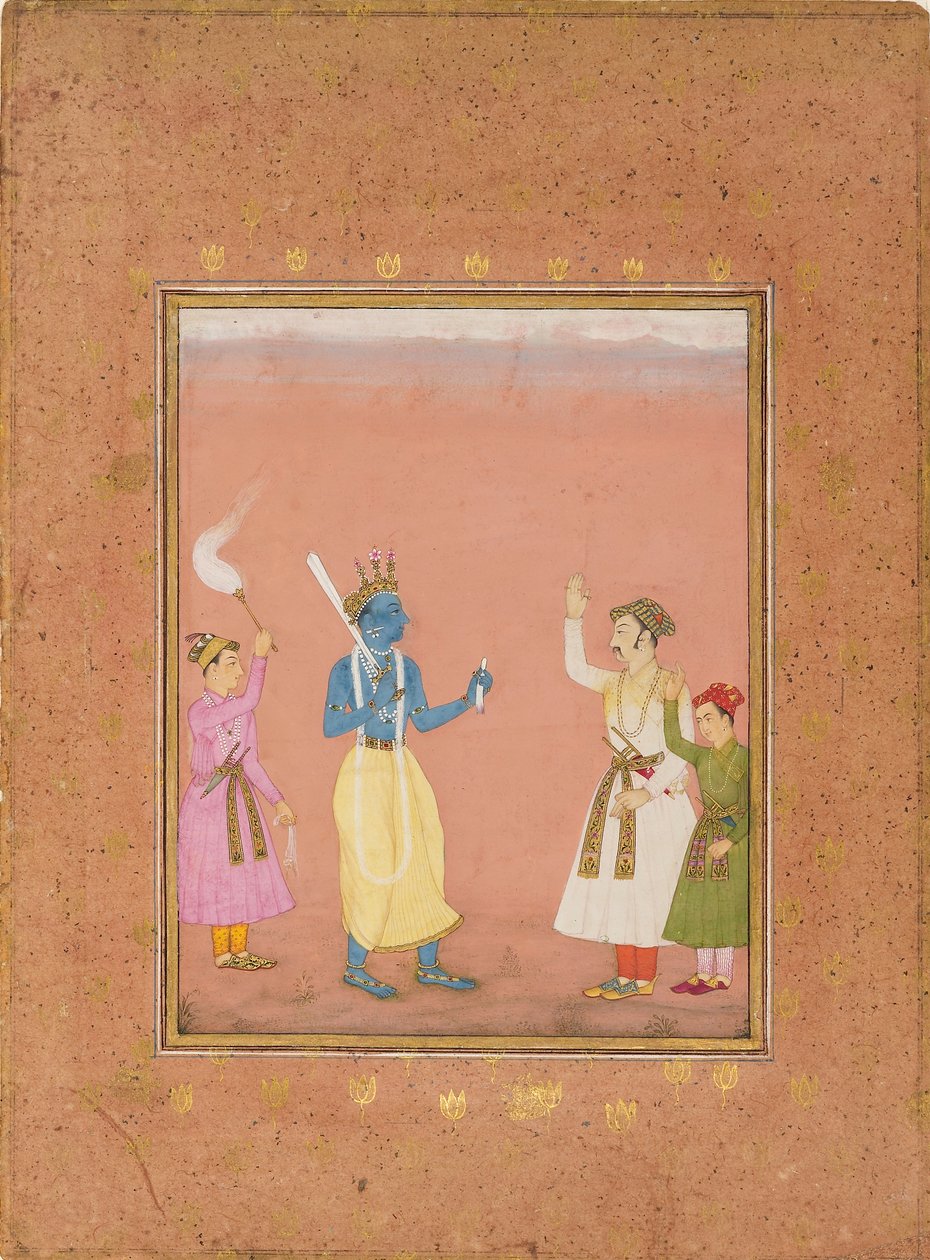 一个被王子们迎接的英雄，说明音乐模式Kanada Ragini，约1680年 作者 鲁克努丁