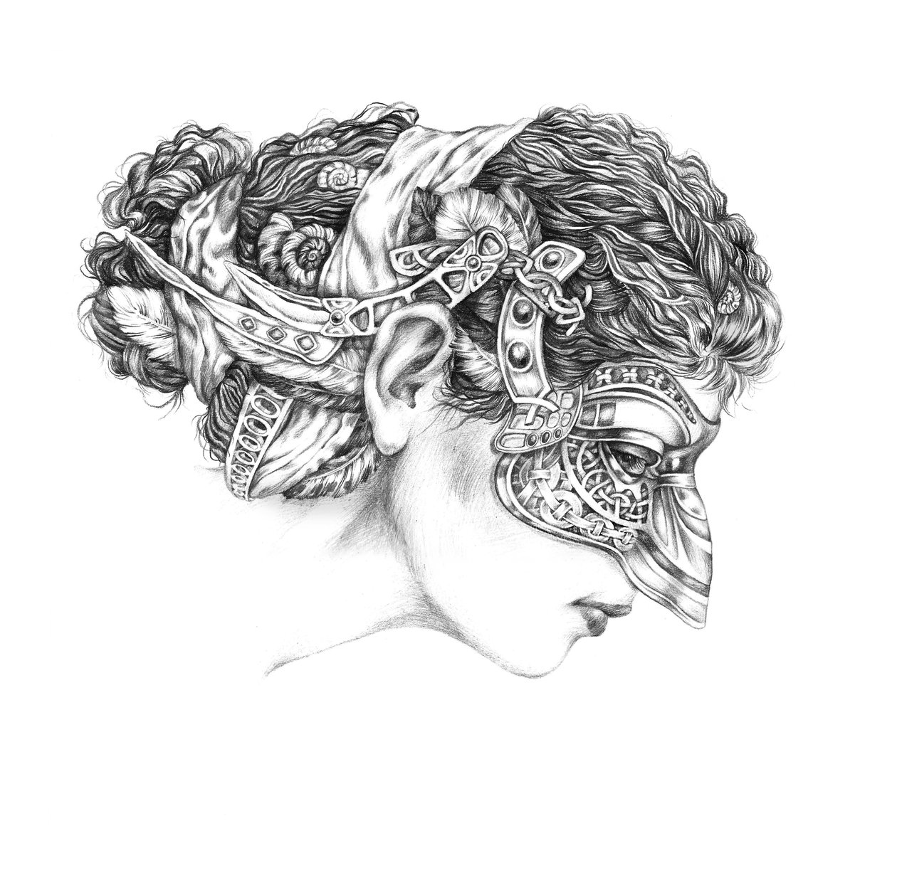 威尼斯狂欢节，Colombina，2012年，在纸的铅笔 作者 露娜（Runa Anastasiya Rudaya）