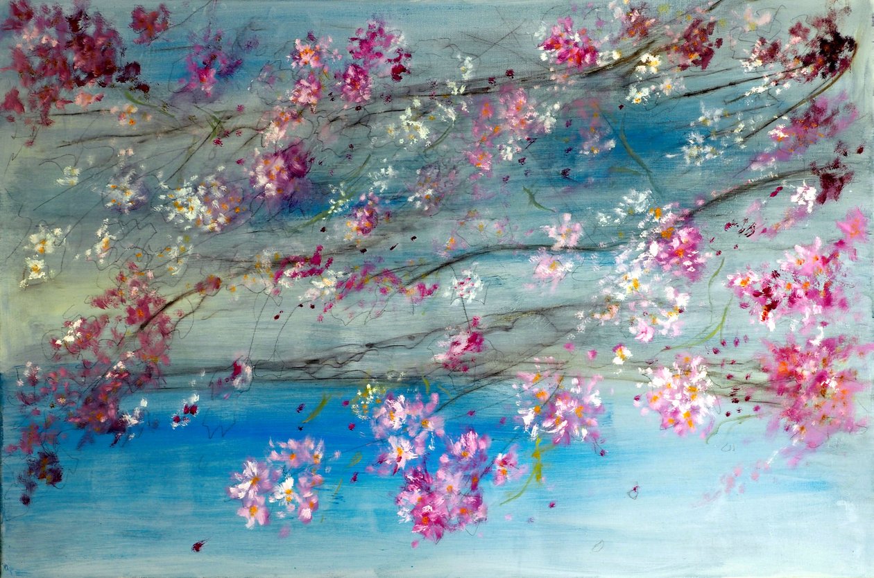 盛开的日本樱花，2020 年（布面油画） 作者 鲁斯拉娜·莱万多夫斯卡
