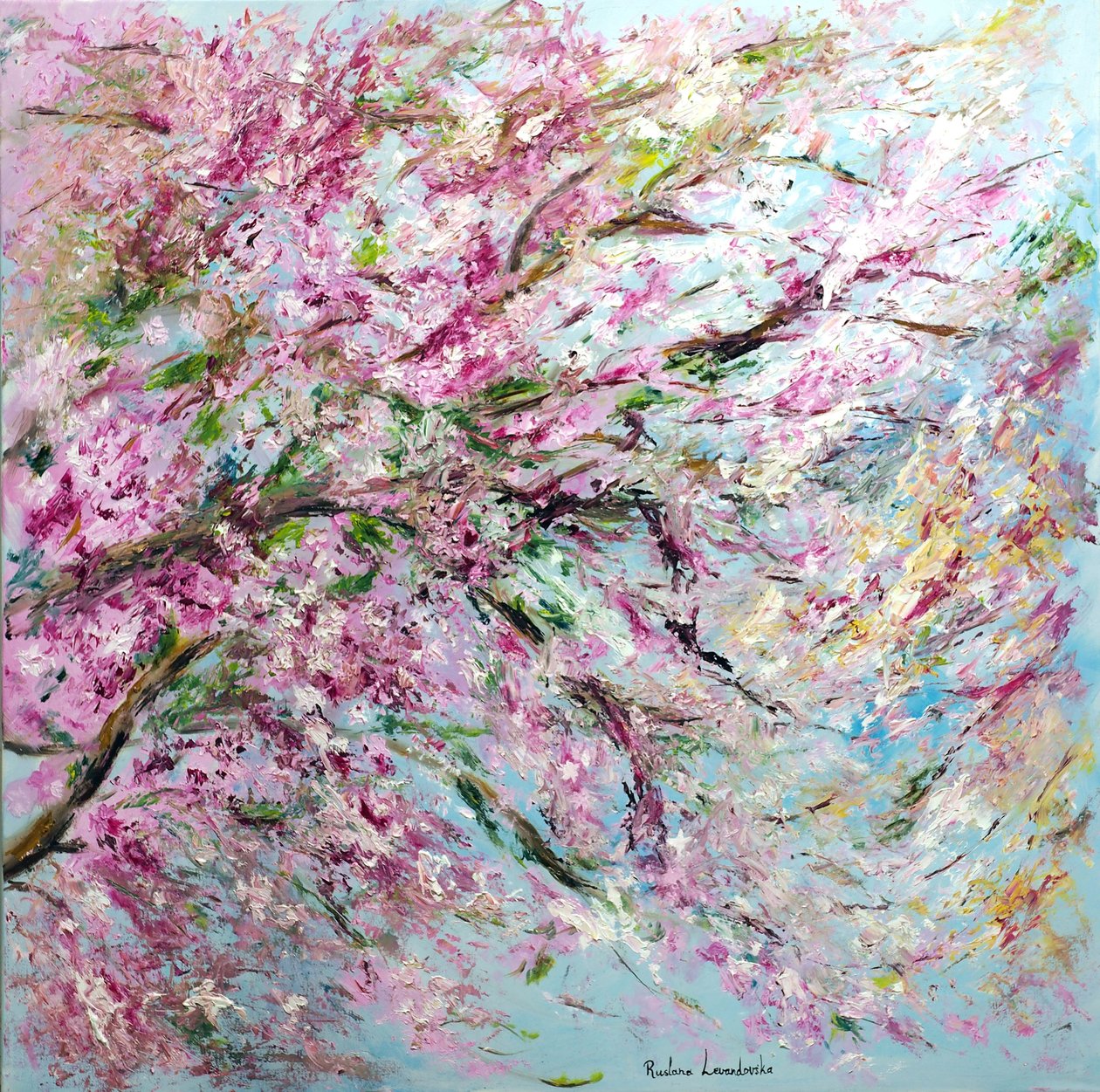 樱花--春天来了！，2022 年（卡瓦纸油画） 作者 鲁斯拉娜·莱万多夫斯卡