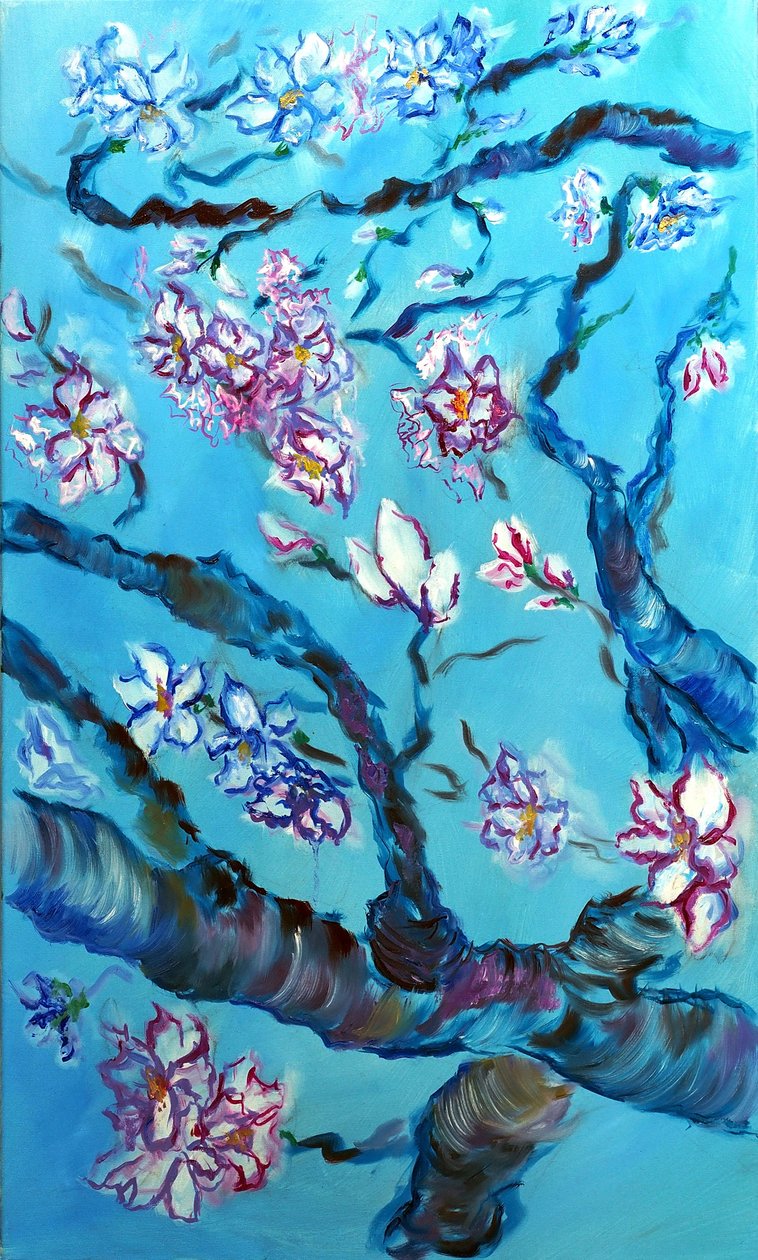 永恒之花三联画 - 中间，2024 年（布面油画） 作者 鲁斯拉娜·莱万多夫斯卡