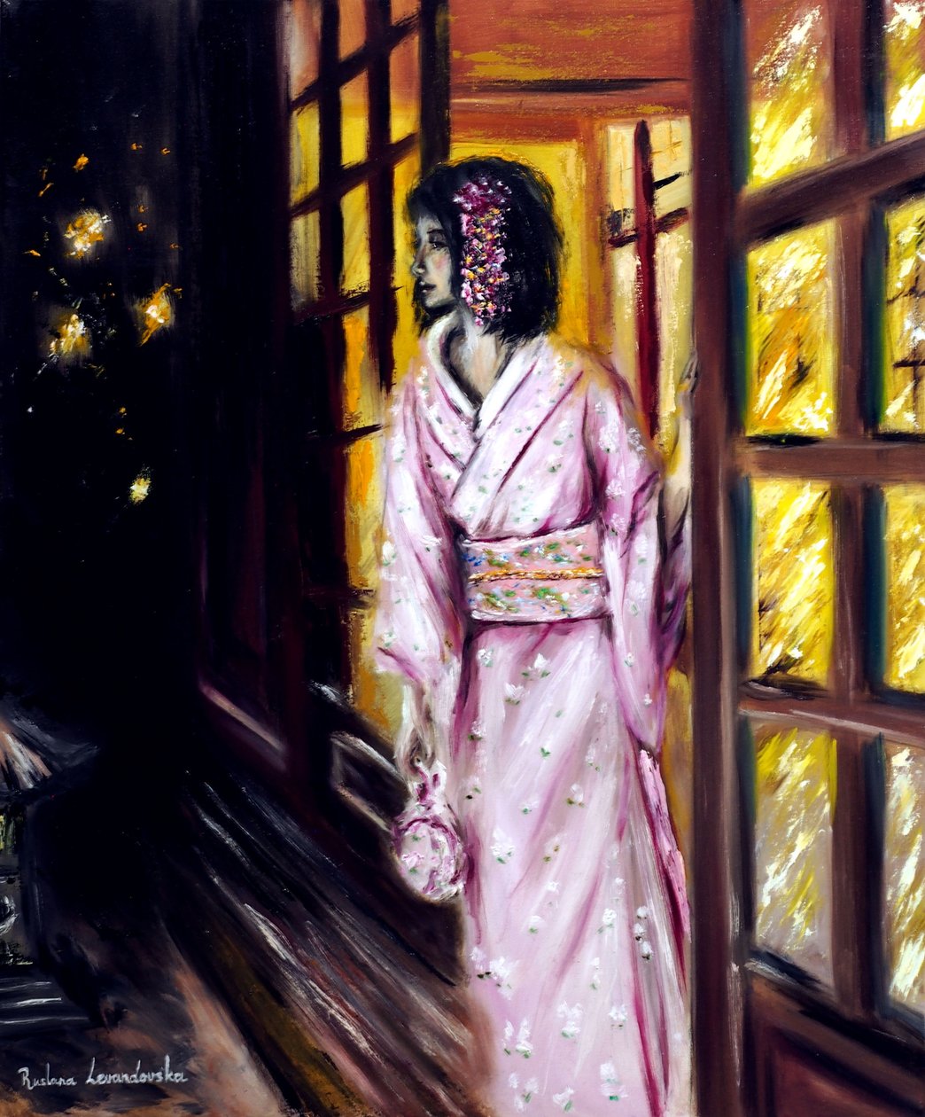 京都的萤火虫，2022 年（布面油画） 作者 鲁斯拉娜·莱万多夫斯卡
