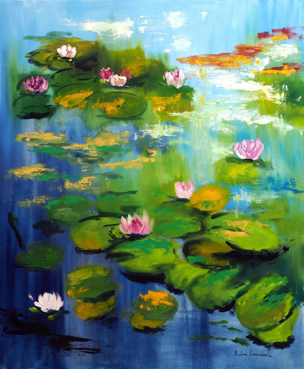 莫奈花园的睡莲，2021 年（布面油画） 作者 鲁斯拉娜·莱万多夫斯卡