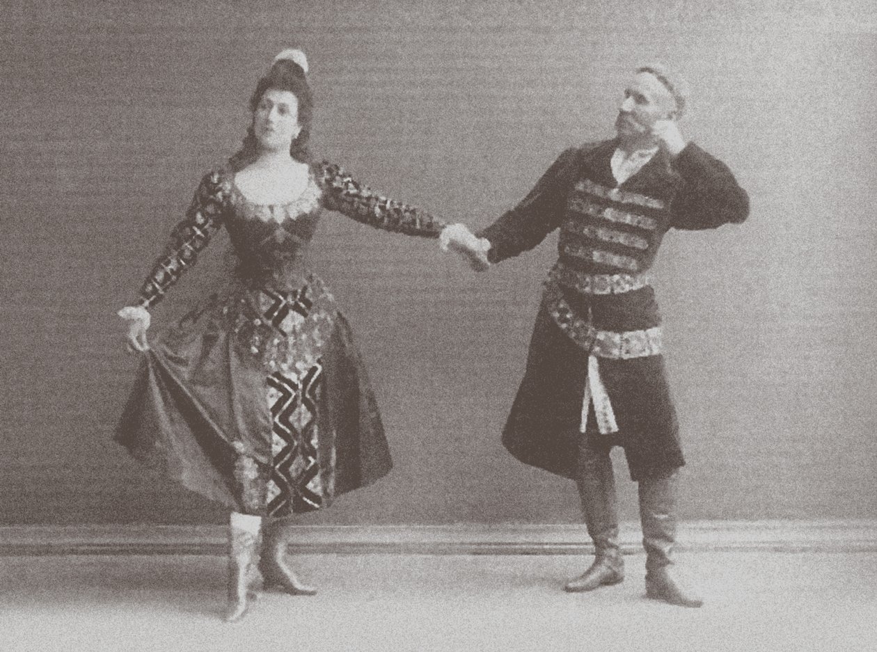 Julia和Felix Kschessinsky在1895年原IvanovPetipa Swan Lake的mazurka（波兰舞蹈）中 作者 俄罗斯摄影师