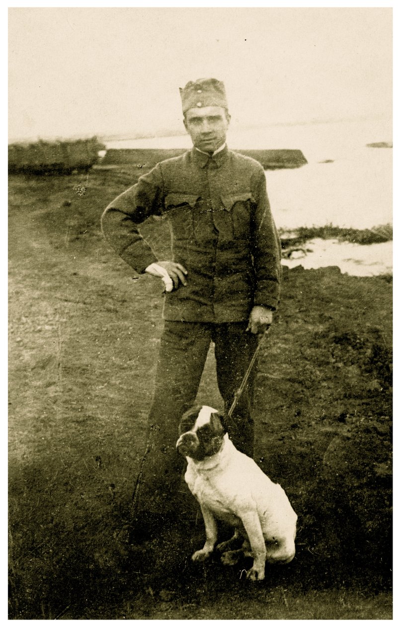 有狗的俄国士兵，1914-18 作者 俄罗斯摄影师