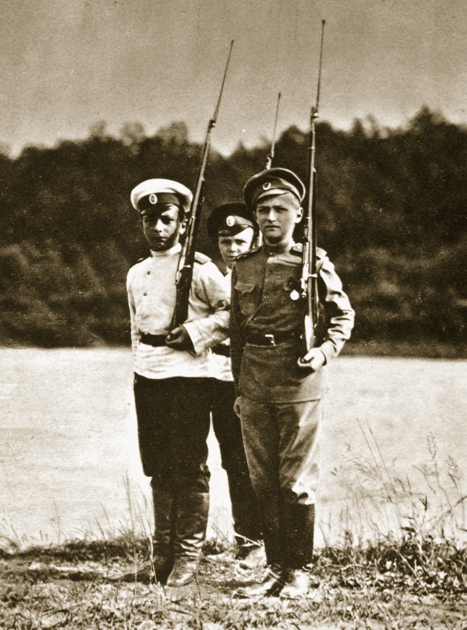 Tsarevich Alexei，12岁，1916年（棕褐色照片） 作者 俄罗斯摄影师