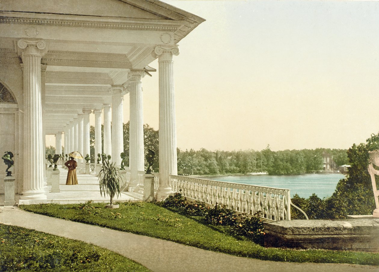 大阳台的葡萄酒明信片在Tsarskoye Selo，1890s 作者 俄罗斯摄影师