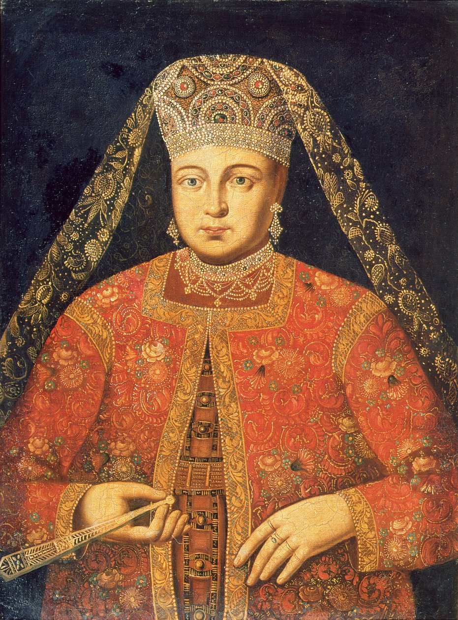 Tsarina Marfa Matveyevna的肖像（1664-1715） 作者 俄语学校