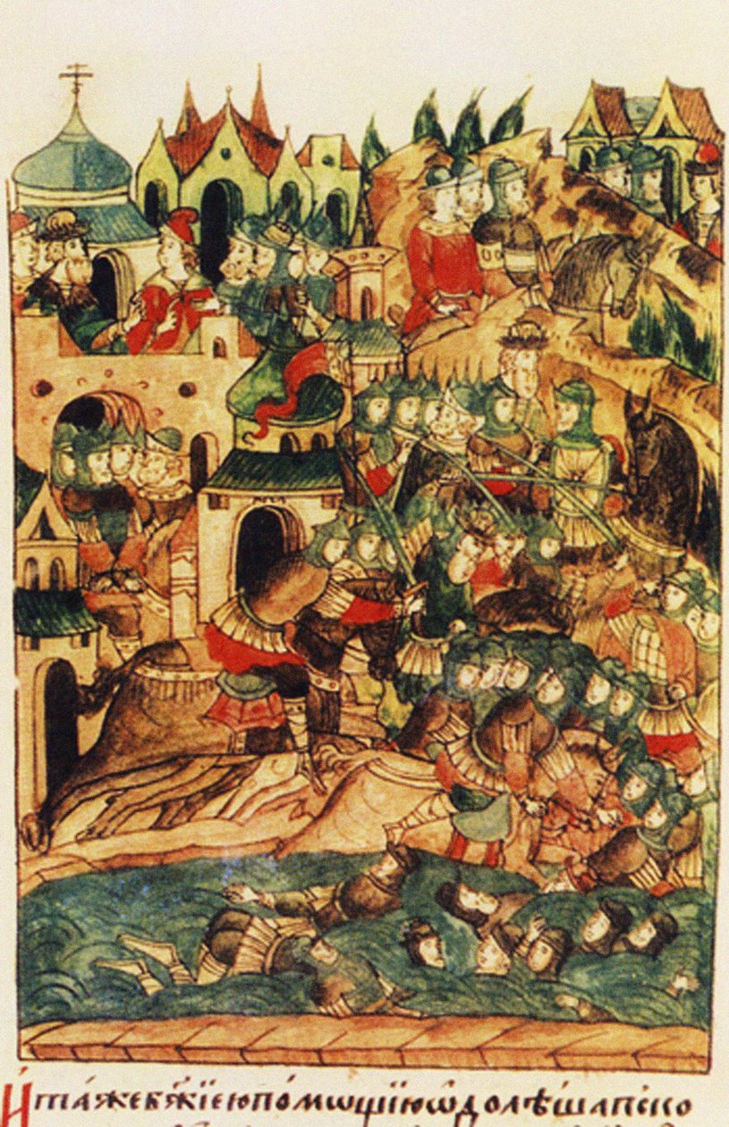 1268年2月18日，Wesenberg战役，16世纪下半叶的照明编纂纪事 作者 俄语学校