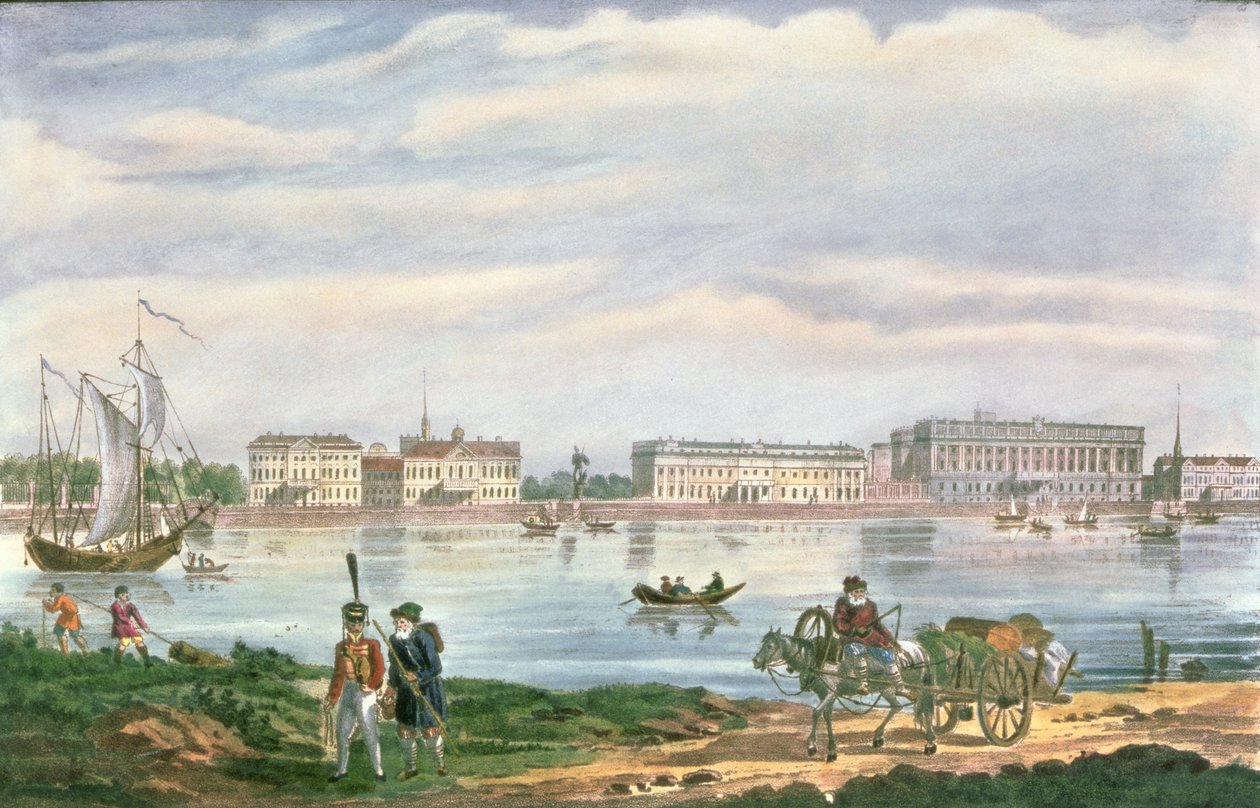 1822年，圣彼得堡的大理石宫和涅瓦河堤防 作者 俄语学校