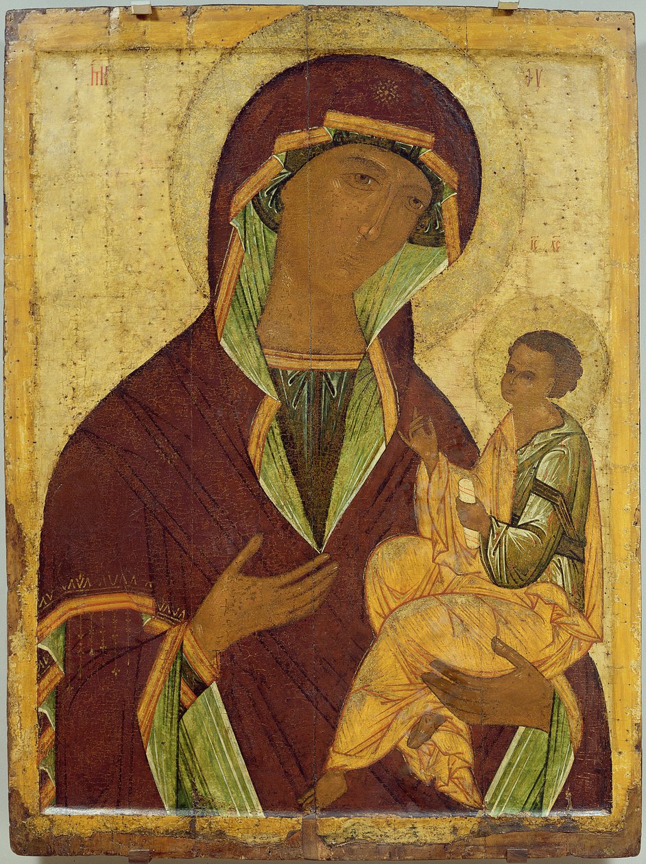 处女和儿童，c.1500（面板上的蛋彩画） 作者 俄语学校