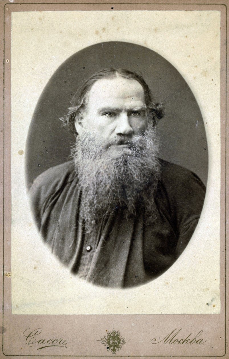 俄罗斯作家列夫-尼古拉耶维奇-托尔斯泰伯爵（列昂-托尔斯泰）（1828-1910 年）的肖像。 作者 俄罗斯摄影师