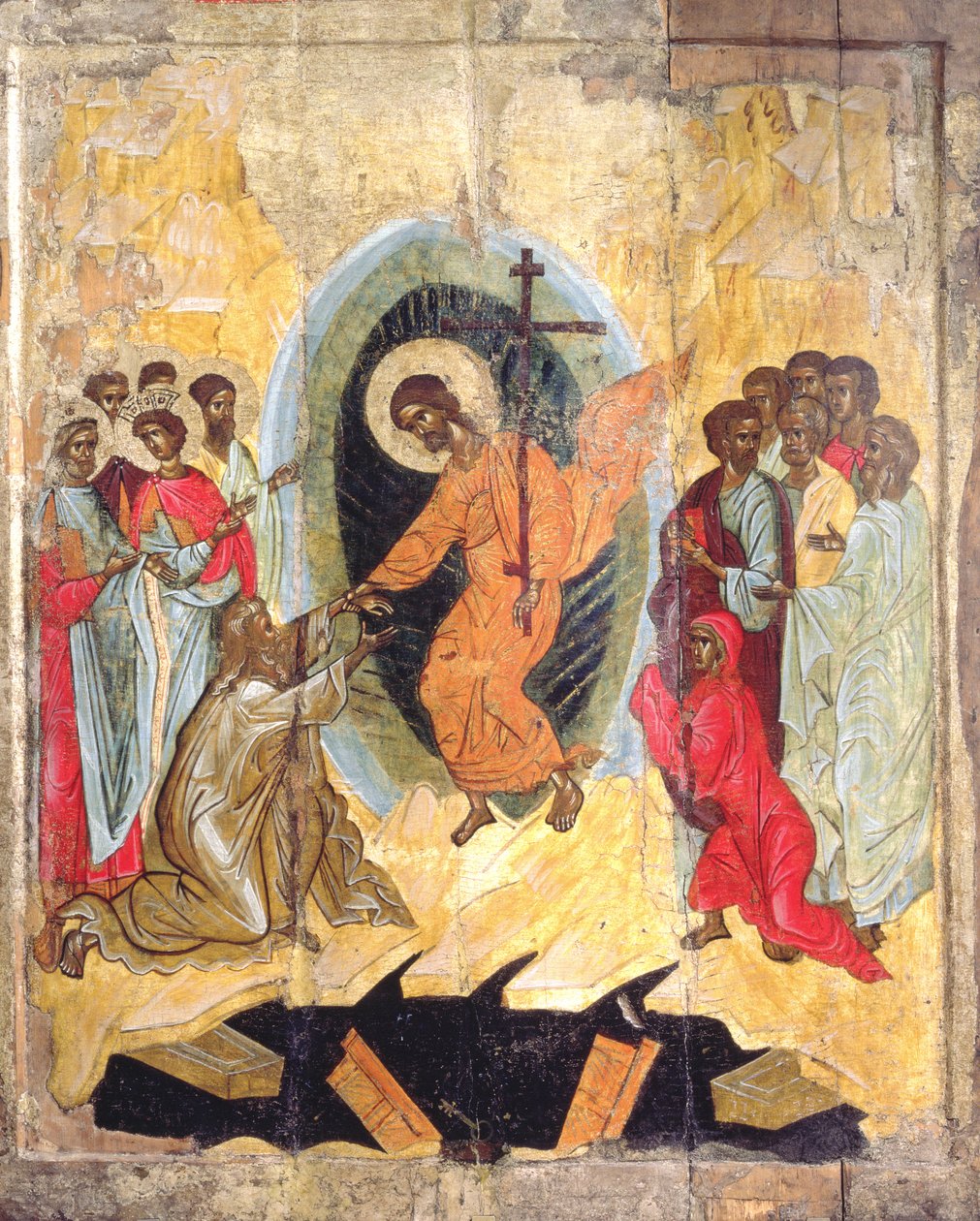 Christs Descent into Hell，俄罗斯偶像，诺夫哥罗德学校，14世纪晚期（面板上的蛋彩画） 作者 俄语学校