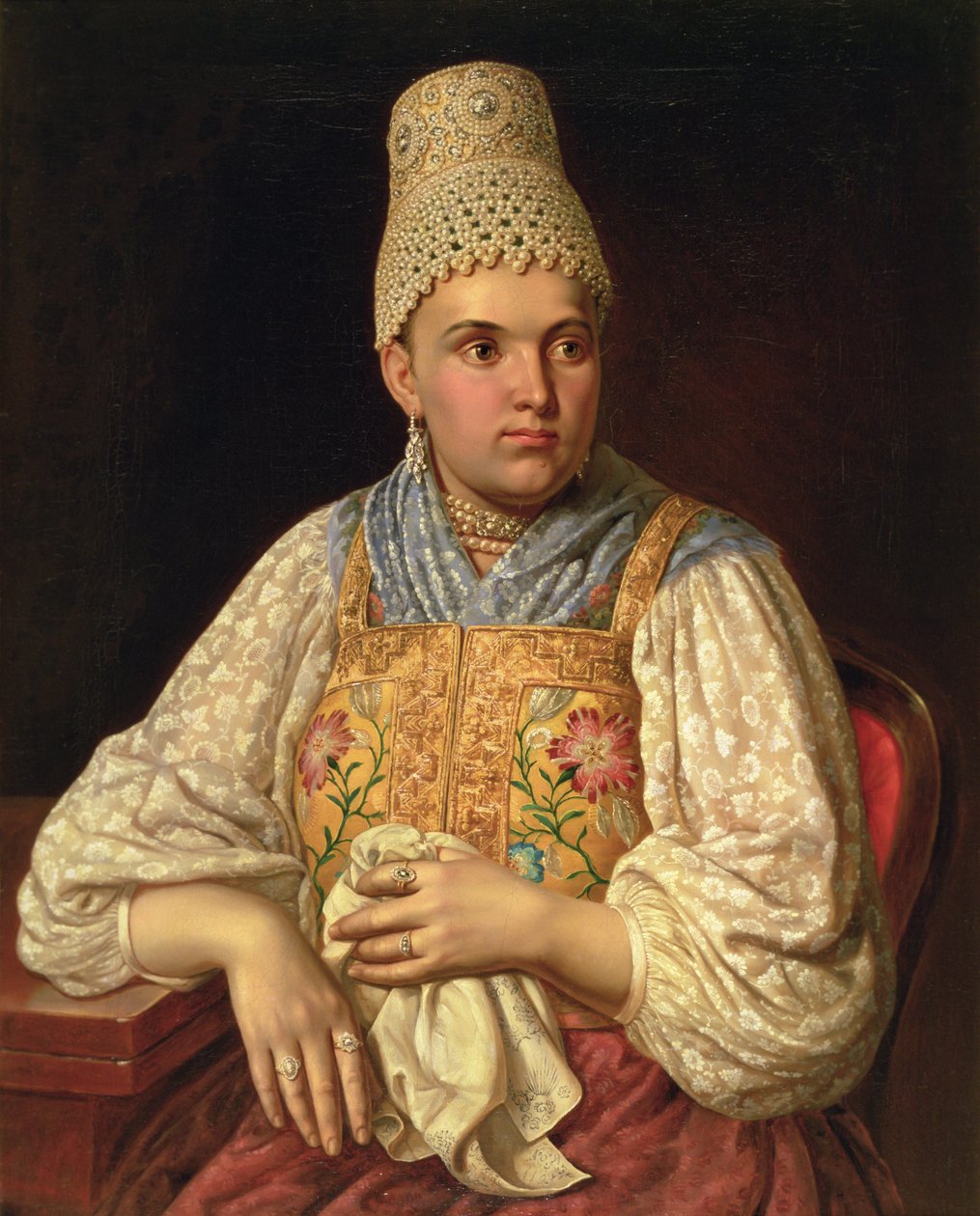 Anna Petrovna Filatova的肖像，1840年（对74387） 作者 俄语学校