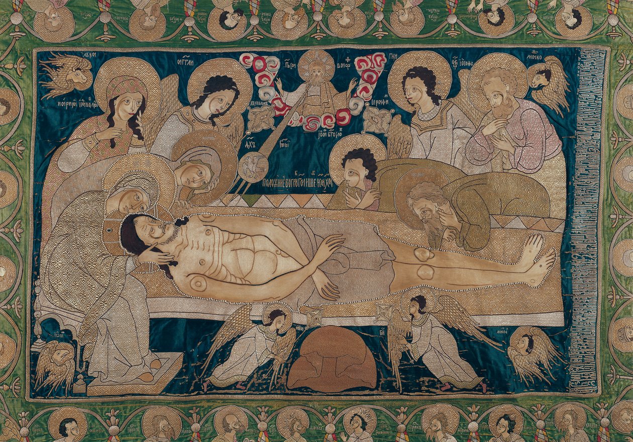 The Entombment，莫斯科学校，1678年（刺绣丝绸） 作者 俄语学校