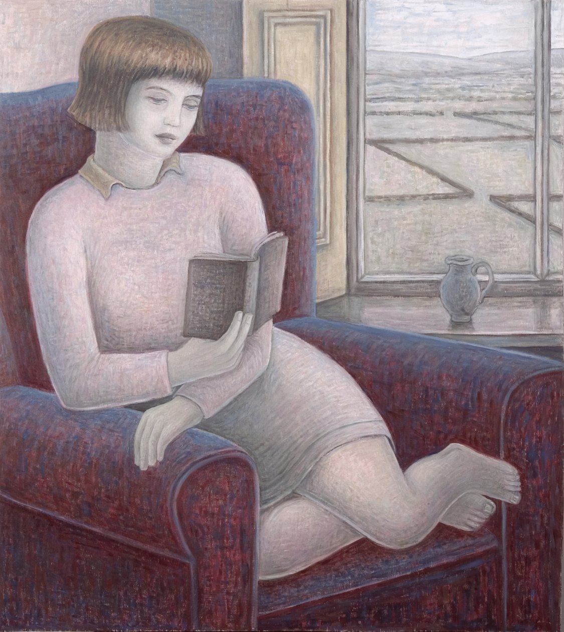 女孩在扶手椅上阅读，2009年 作者 露丝·艾迪纳尔