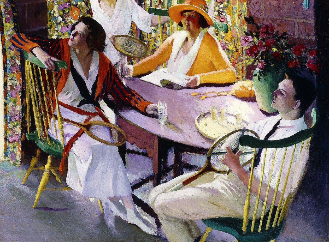 《网球之后》，c.1921-25（面板油画） 作者 卢瑟福·博伊德