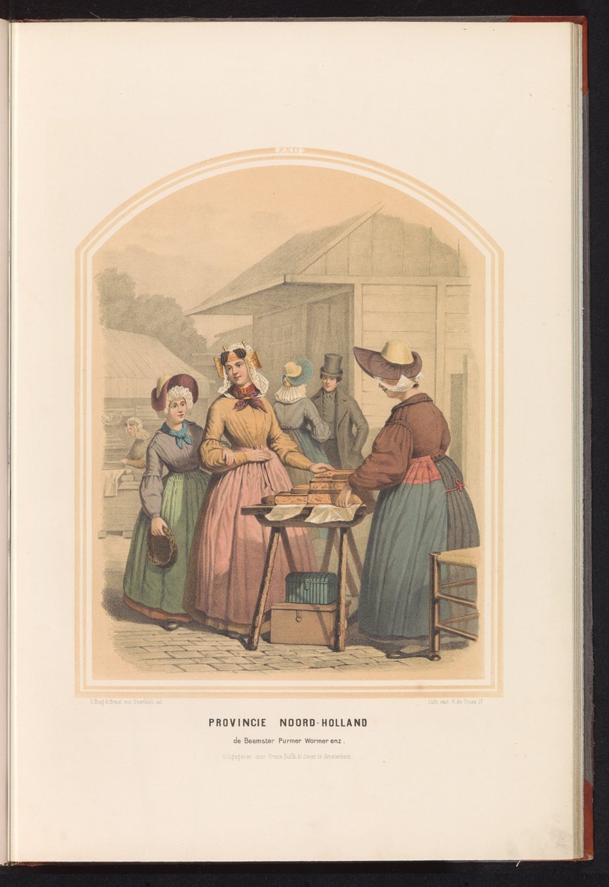 北荷兰 Beemster、Purmer 和 Wormer 等地的服饰，1857 年
北荷兰省的 Beemster、Purmer 和 Wormer 等人。/ XXII（标题在实物上） 作者 鲁尔特·德弗里斯
