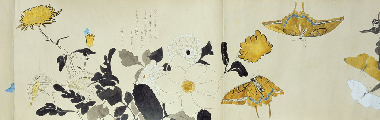 野生动物朋友（Yasei no Tomo），大正时代，大正7年，c.1918（墨水和wc在编织用云母装饰的纸上） 作者 川上凉香