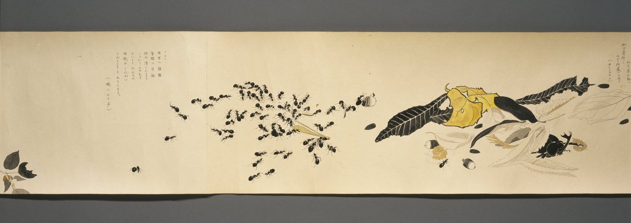 野生动物朋友（Yasei no Tomo），大正时代，大正7年，c.1918（墨水和wc在编织用云母装饰的纸上） 作者 川上凉香
