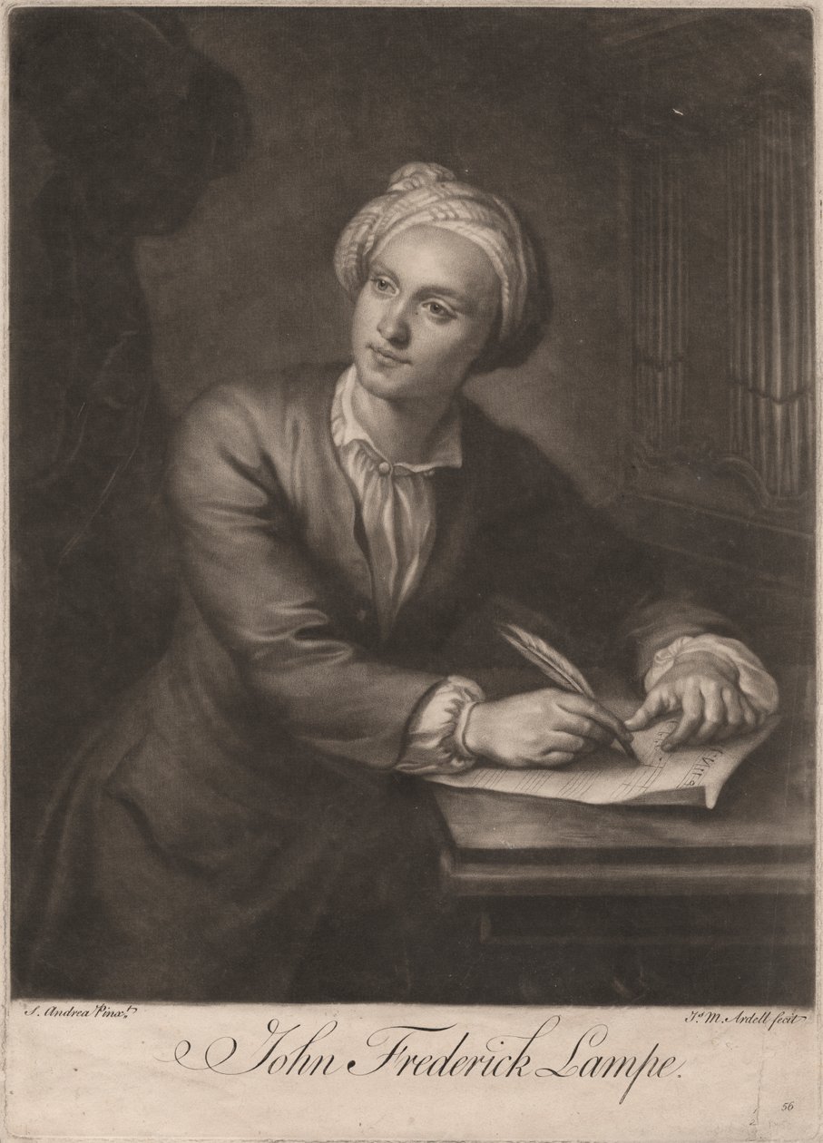 John Frederick Lampe，由James McArdell（c.1729-65），1765（mezzotint）刻。 作者 S.安德里亚