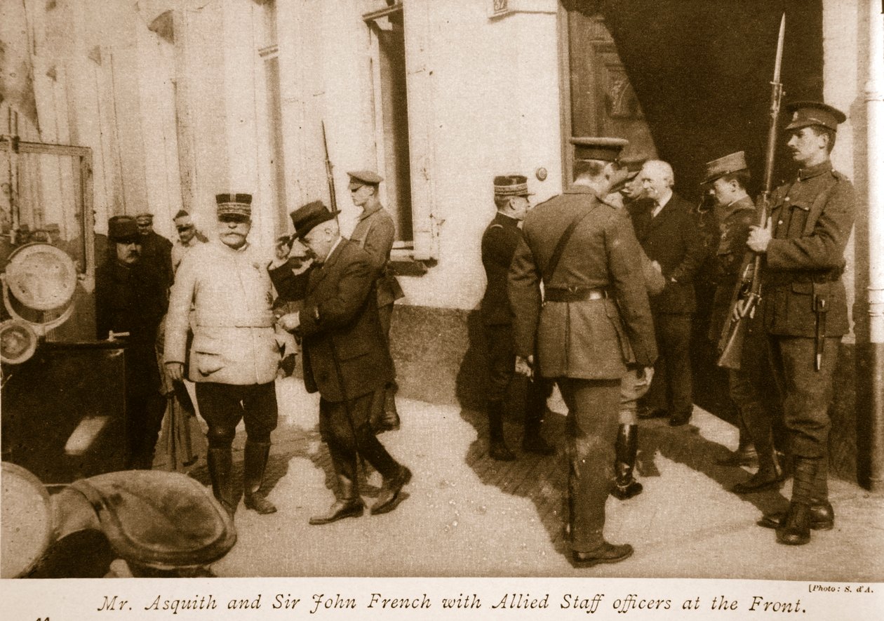 1914年至1919年，阿斯奎斯先生和约翰法国先生与前线盟军参谋 作者 S. d A.摄影