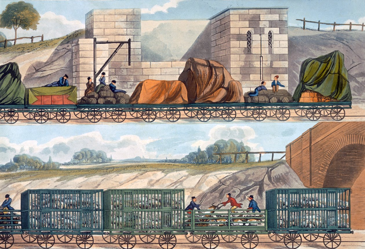 利物浦和曼彻斯特铁路的列车，1832-1833年 作者 SG休斯