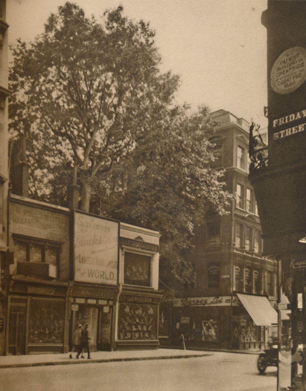 城市中受宠的囚犯：Cheapside的梧桐树"，约1935年。 作者 金雀花